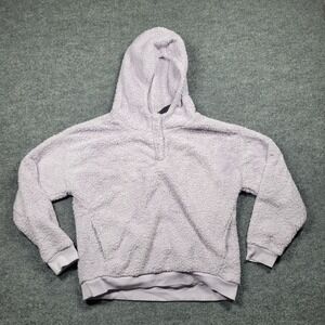 Lukka Lux Hoodie Sweatshirt Women Large Purple Plush Cozy Pullover Lounge Henley
